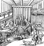 Prce v kanceli (devoez z titn kancelsk pomcky Titulov stavu duchovnho a svtskho, Praha 1534)