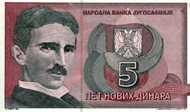 Nikola Tesla na jugoslvsk bankovce