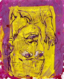 Georg Baselitz, Autoportrt Hlupk, 1997, olej na pltn, 200 x 165 cm