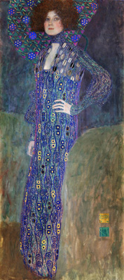 Portrt Emilie Flge (1902), majitelky mdnho salonu, pro ni Klimt navrhoval modely a tak ji miloval