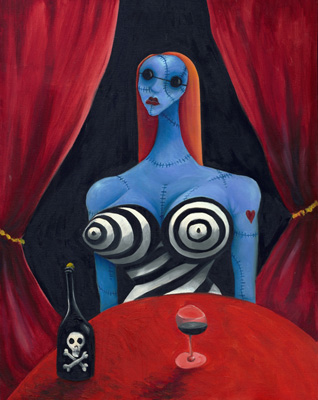 Blue Girl with Wine, 1997, 71 x 56 cm, olej na pltn