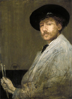 James Whistler, autoportrt, 1872, Repro Detroit Institute of Arts