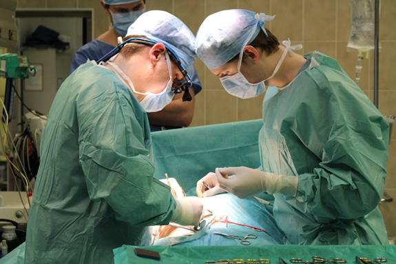Pednosta Kliniky transplantan chirurgie Ji Fronk vyjm ledvinu z tla ijcho drce